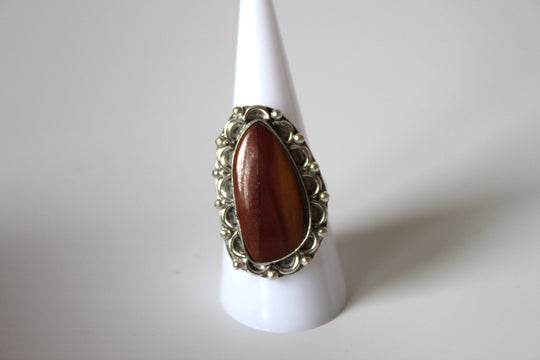 Rings - Brown Jasper genuine stone on sterling silver - size 8.5 HB092