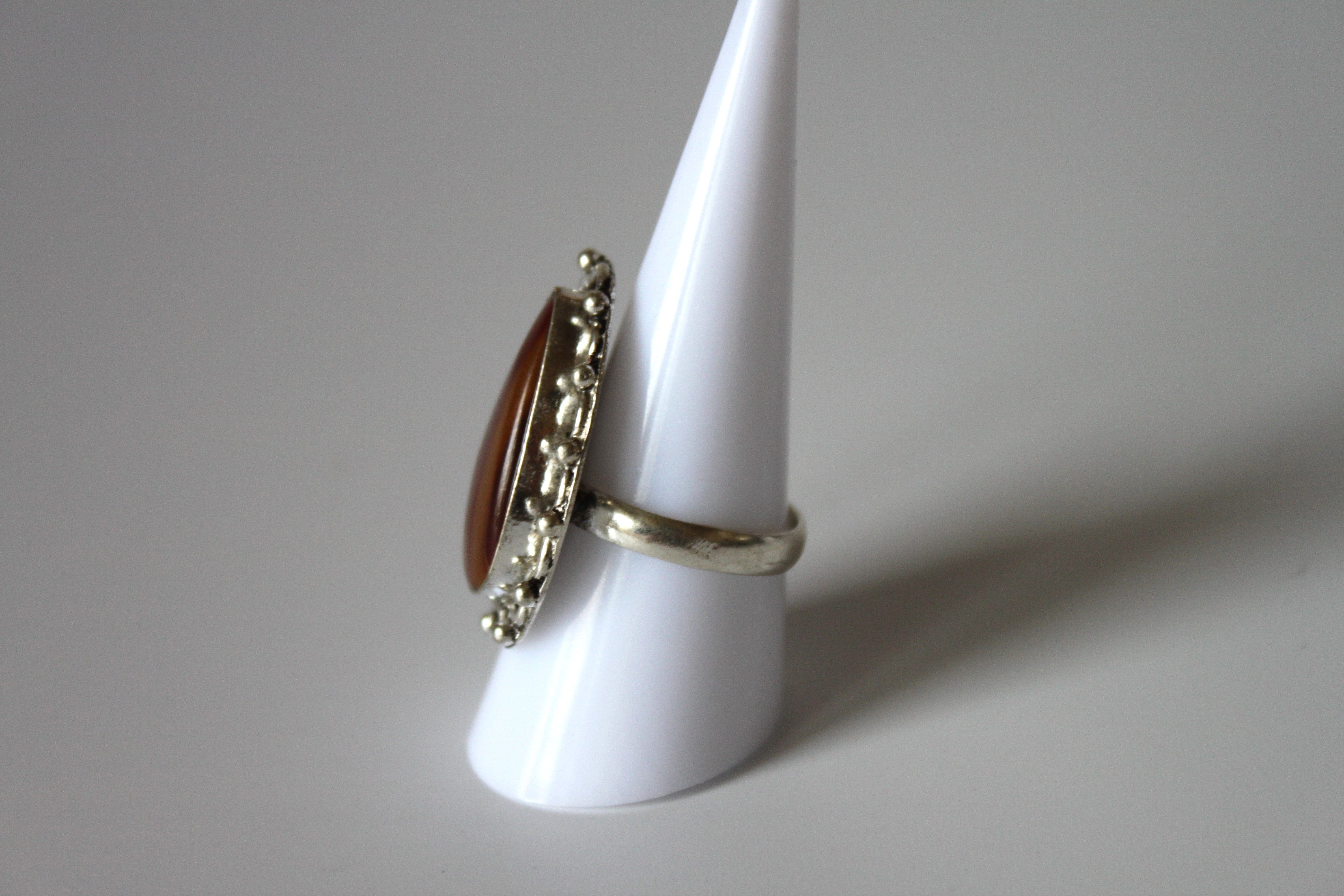 Rings - Brown Jasper genuine stone on sterling silver - size 8.5 HB092
