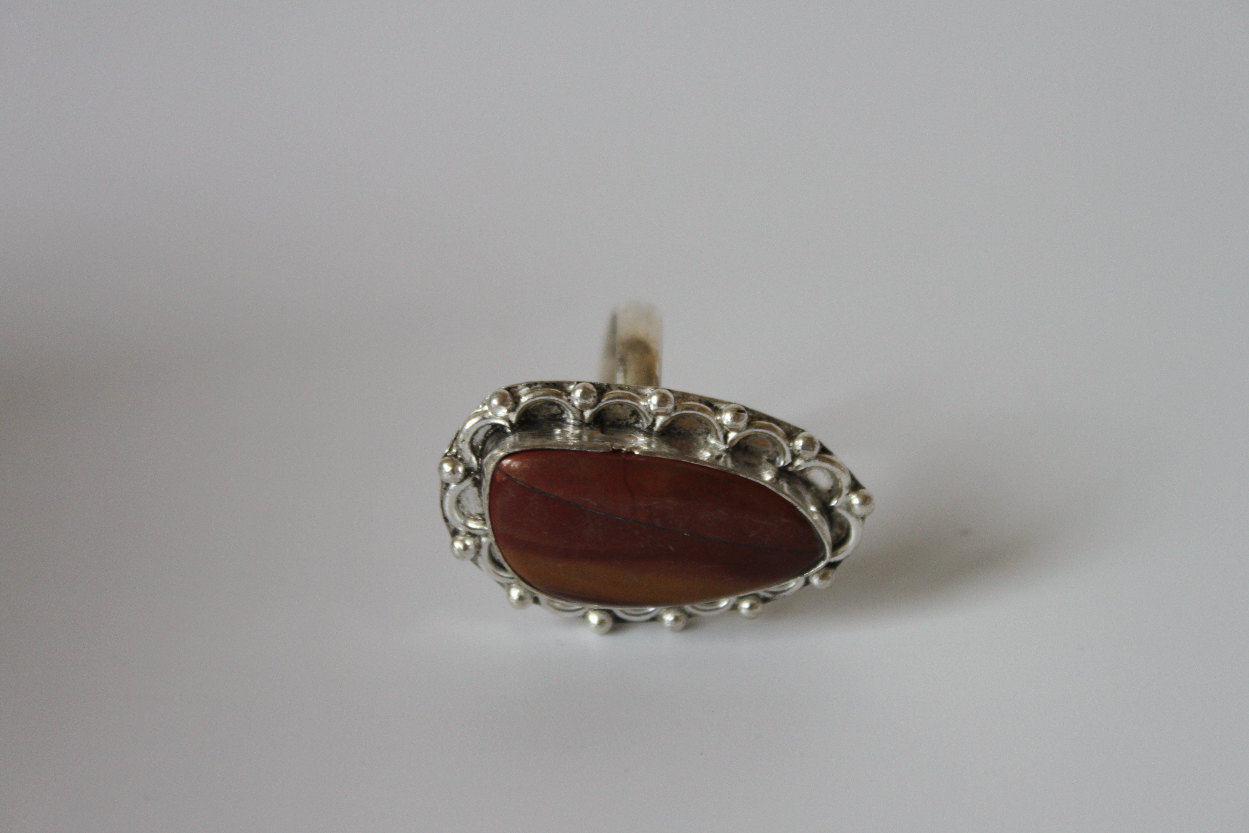 Rings - Brown Jasper genuine stone on sterling silver - size 8.5 HB092