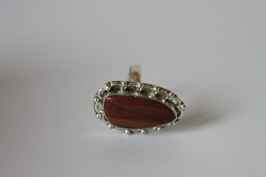 Rings - Brown Jasper genuine stone on sterling silver - size 8.5 HB092