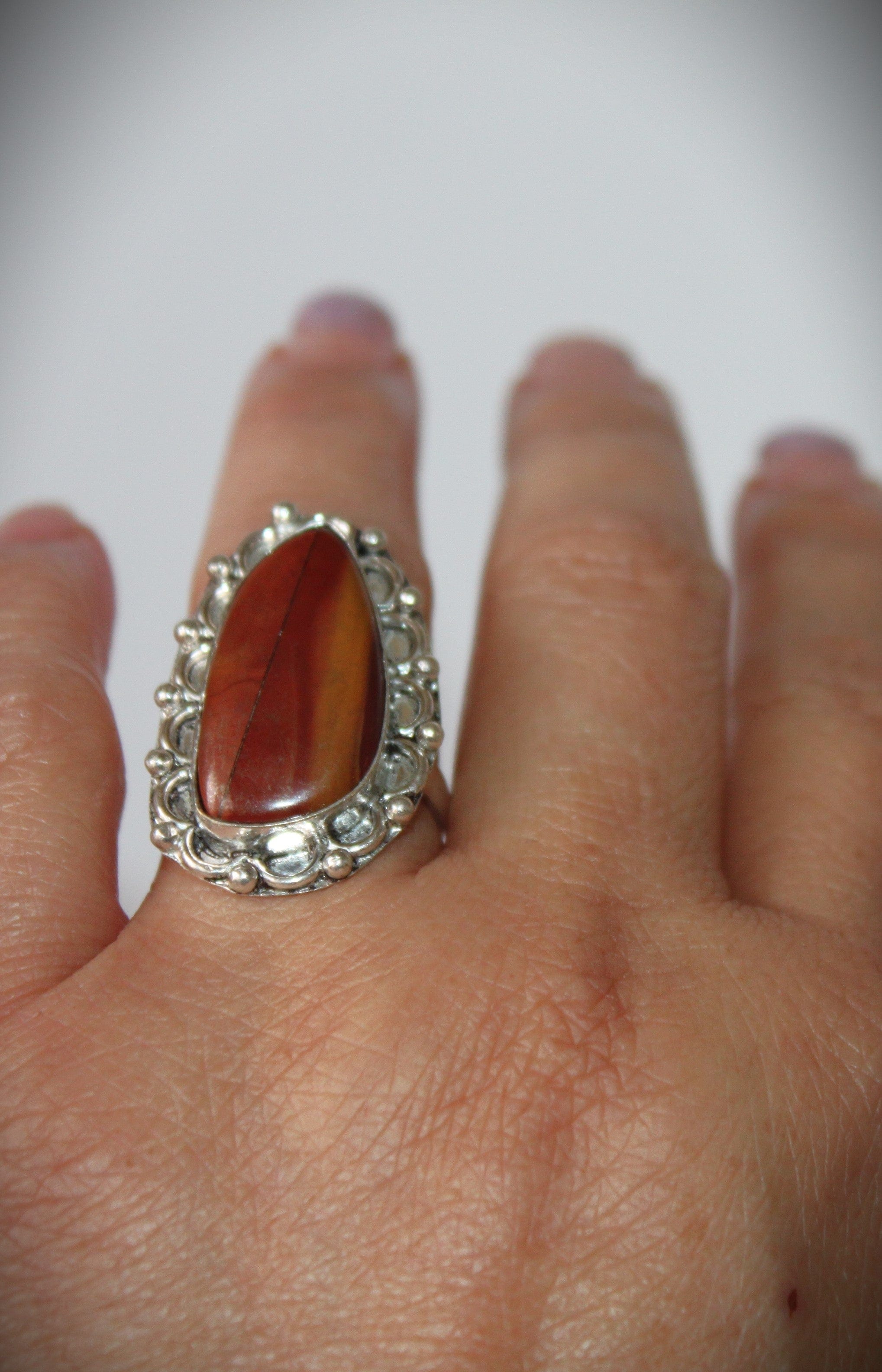 Rings - Brown Jasper genuine stone on sterling silver - size 8.5 HB092