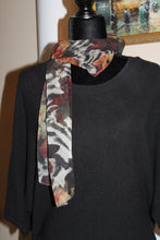 Load image into Gallery viewer, Scarf head/neck, animal/floral pattern - Black, beige, brown, burgundy (56x12&quot; rectangle) S008
