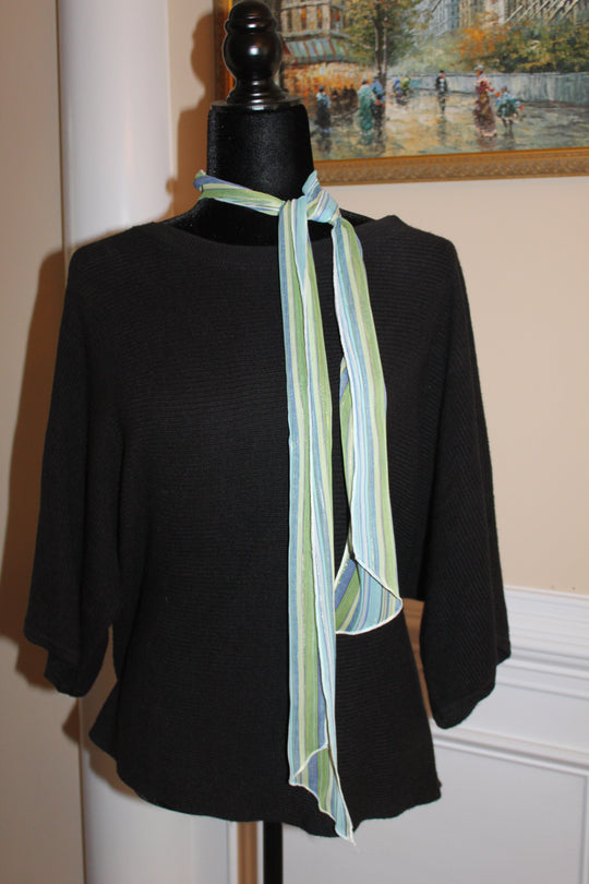 Scarf head/neck, modern stripe pattern - Blue, Green, white, aqua (56x5 inch) S001
