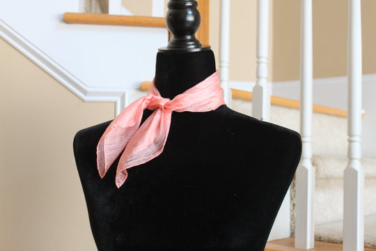 Scarf (Qty 2) - 2 silk scarfs. Very soft & delicate/vintage. Light Peach and Black (17" square) S023