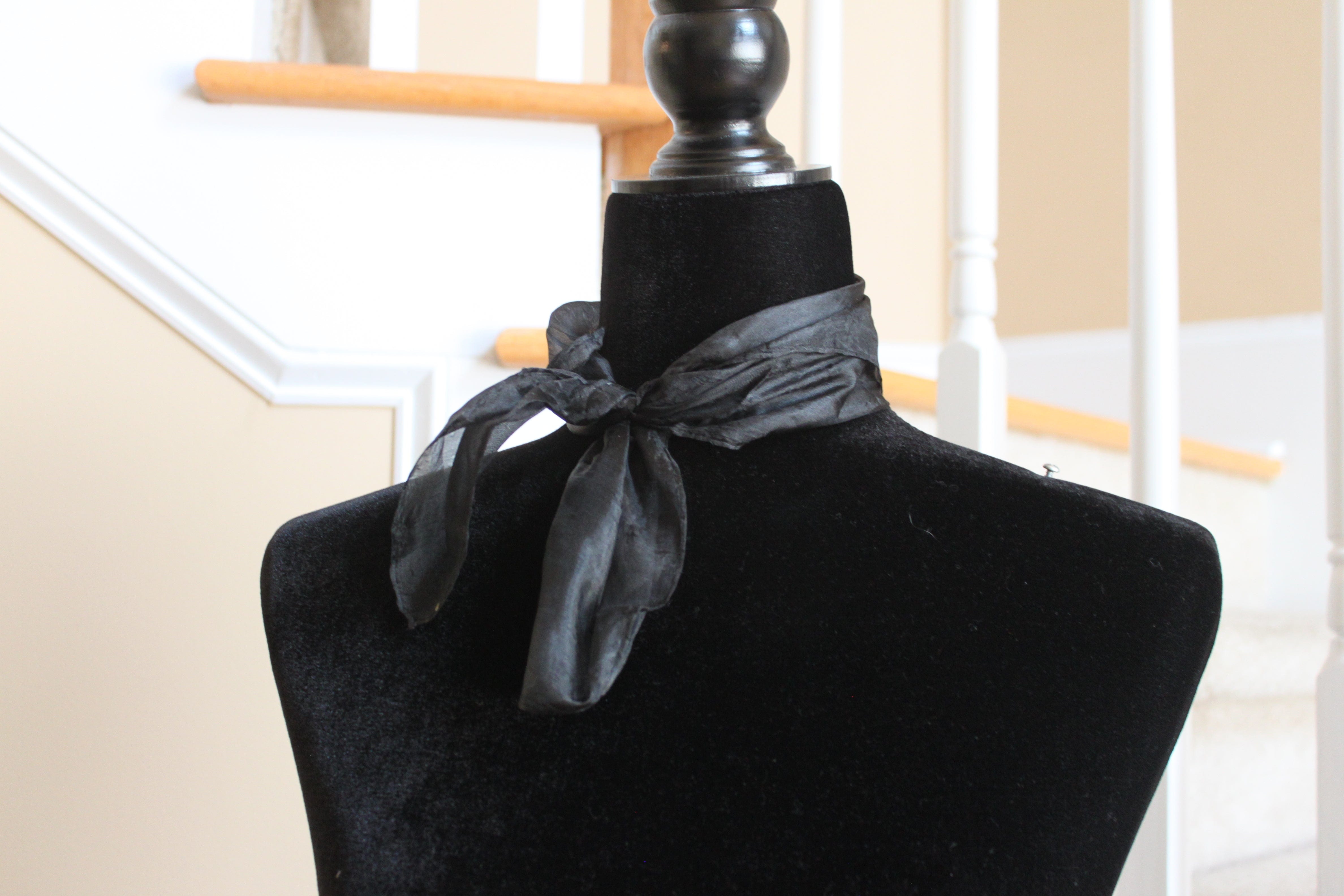 Scarf (Qty 2) - 2 silk scarfs. Very soft & delicate/vintage. Light Peach and Black (17" square) S023